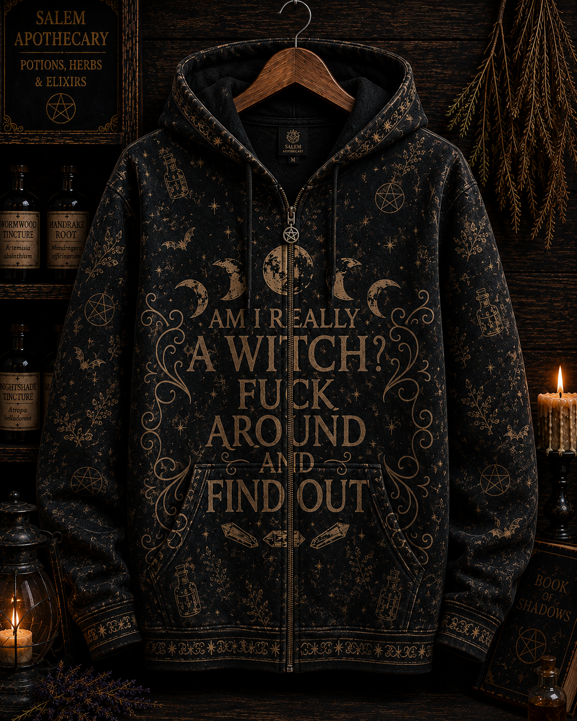 Funny Witch V-Neck Shirt, Fuck Around And Find Out Witch Tee, Gothic Salem Witch Shirt, Witchy Halloween Gift