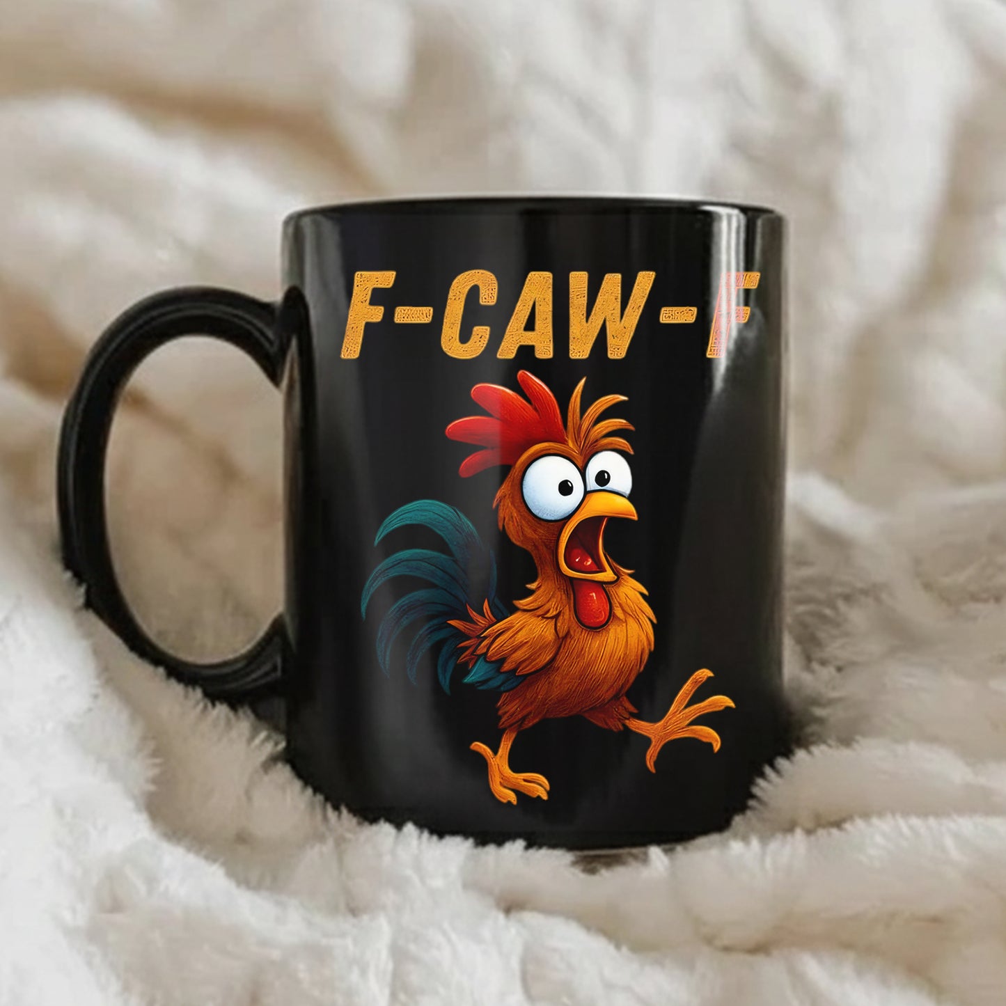 Chicken Funny, F-Caw-F, Personalized Black Mug