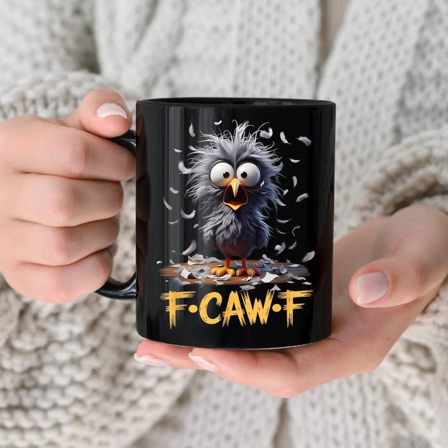 Chicken Funny, F-Caw-F, Personalized Black Mug