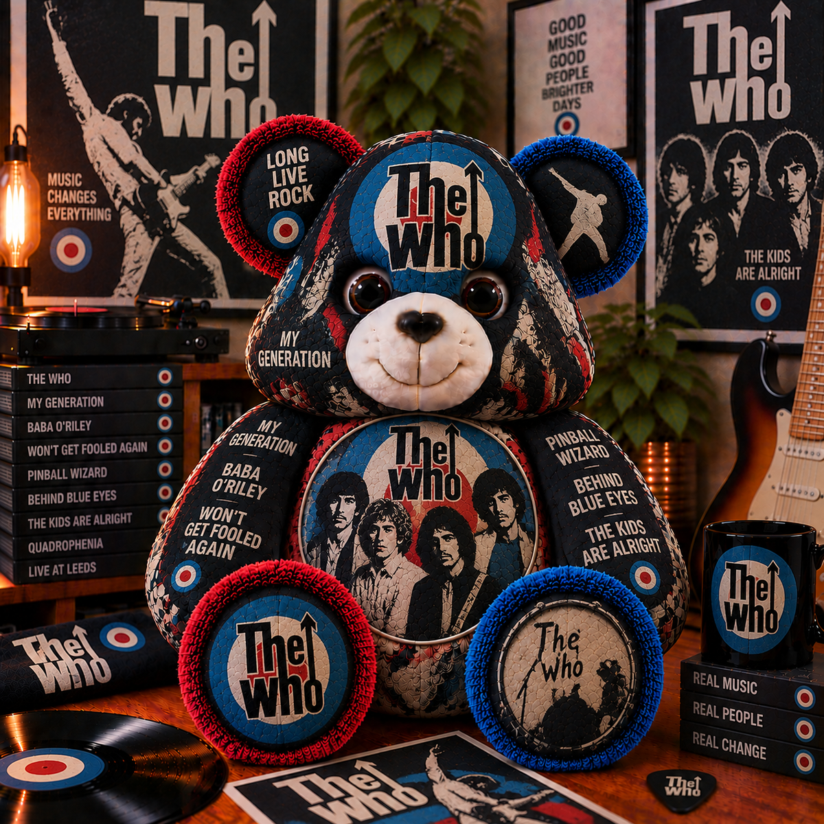 The Who Custom Shaped Bear Pillow – Classic Rock Music Inspired Gift for Fans 3