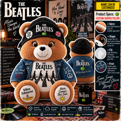 The Beatles Custom Shaped Bear Pillow – Abbey Road Inspired Gift for Beatles Fans