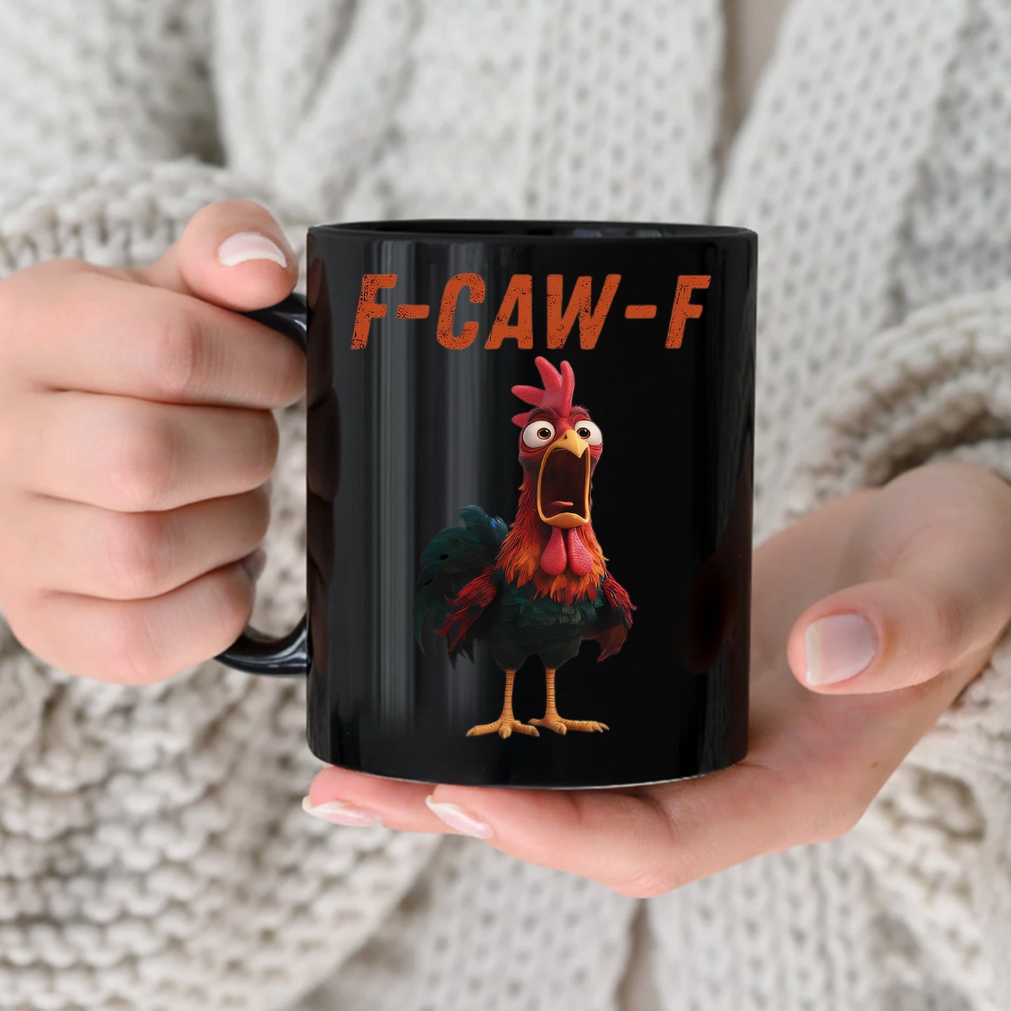 Chicken Funny, F-Caw-F, Personalized Black Mug