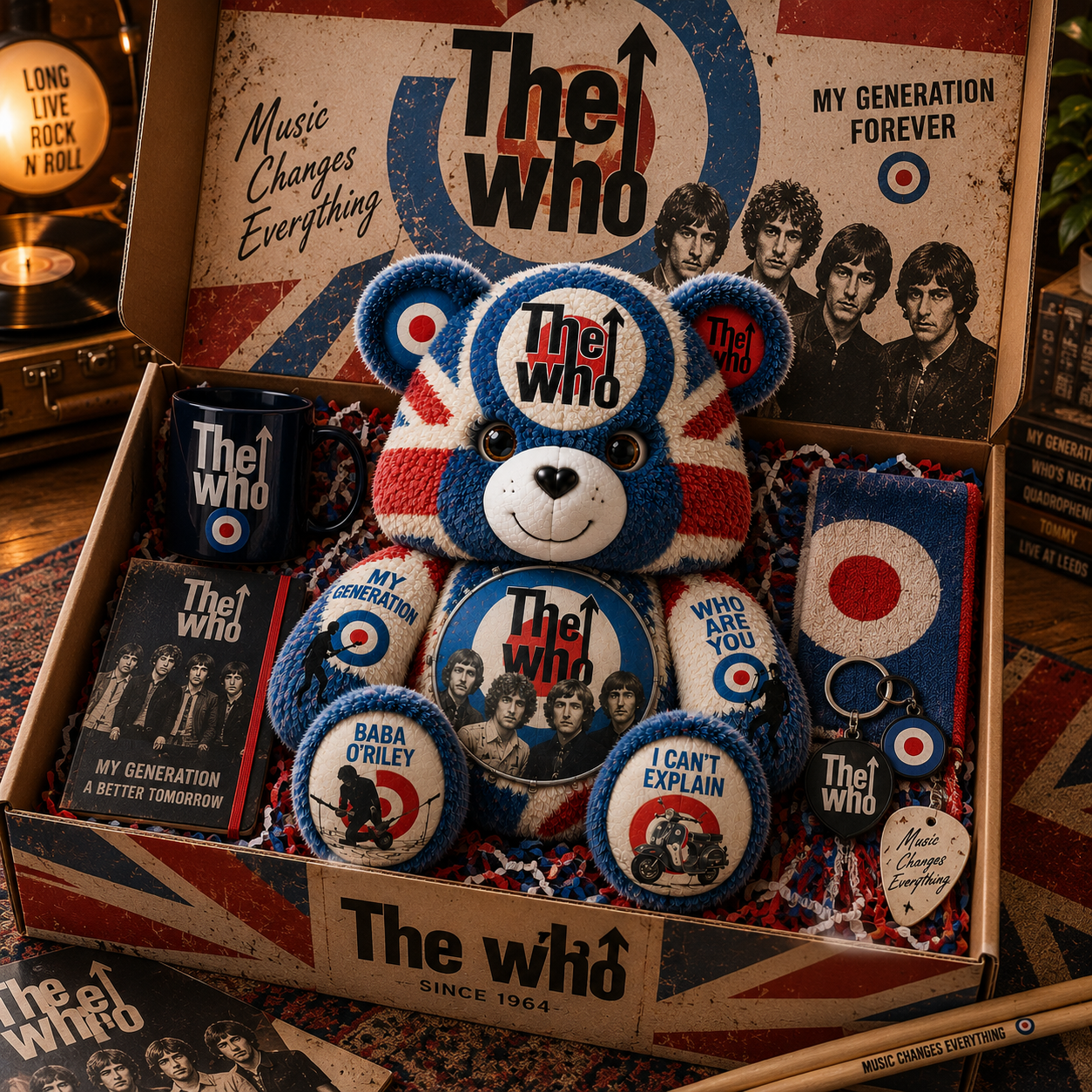 The Who Bear Custom Shaped Pillow –  Classic Rock Music Fan Gift