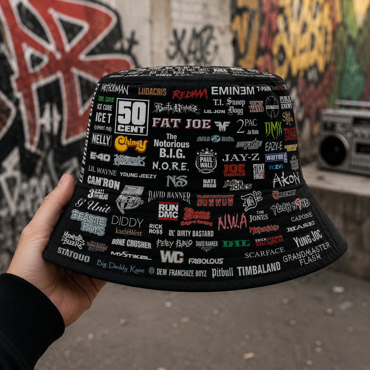 Classic Golden 80’s & 90’s Hip Hop All Over  Bucket Hat Version 3