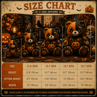 Trick or Treat Pumpkin Bear Custom Shaped Pillow – Cute Spooky Halloween Gift for Pumpkin & Halloween Lovers