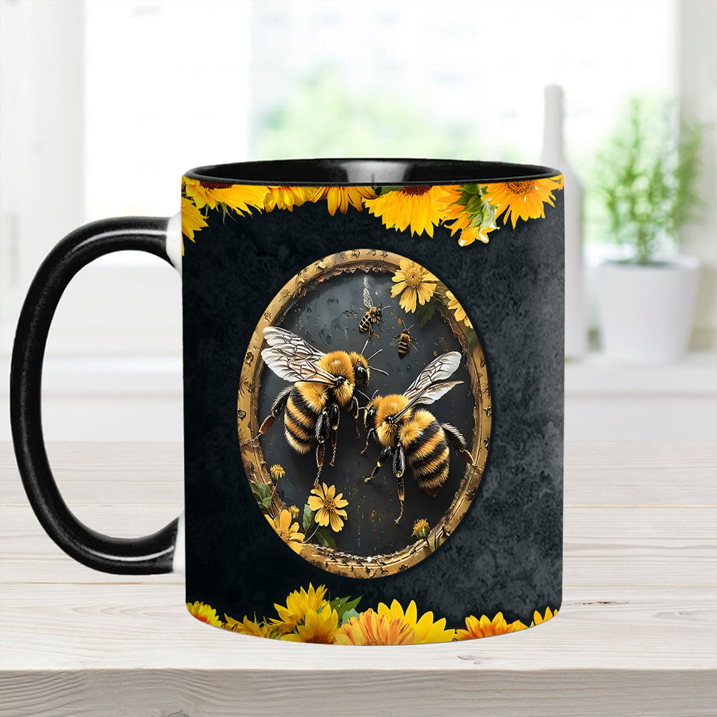 Bee Kind Sunflower Accent Mug