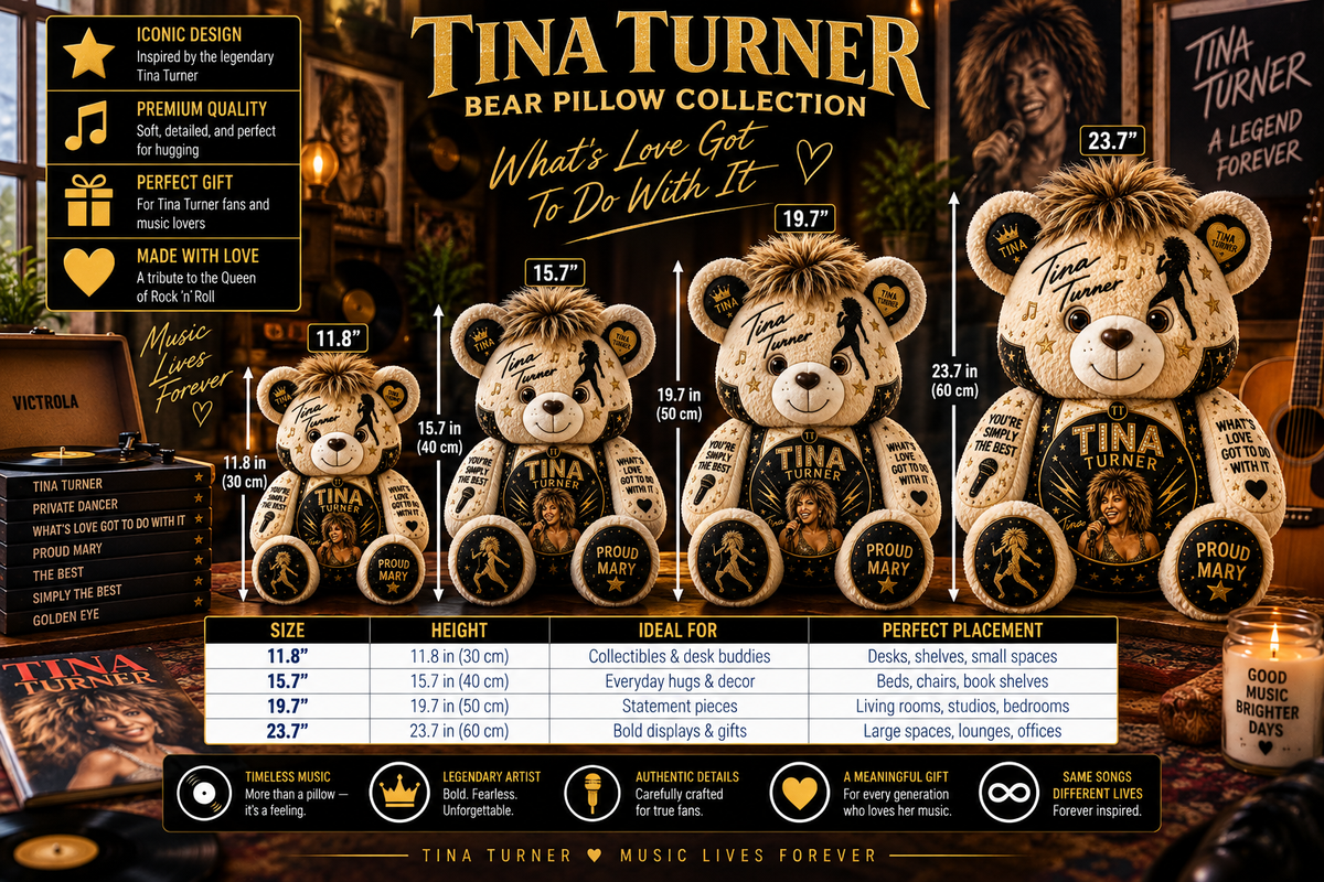 Tina Turner Bear Custom Shaped Pillow – Music Legend Fan Gift