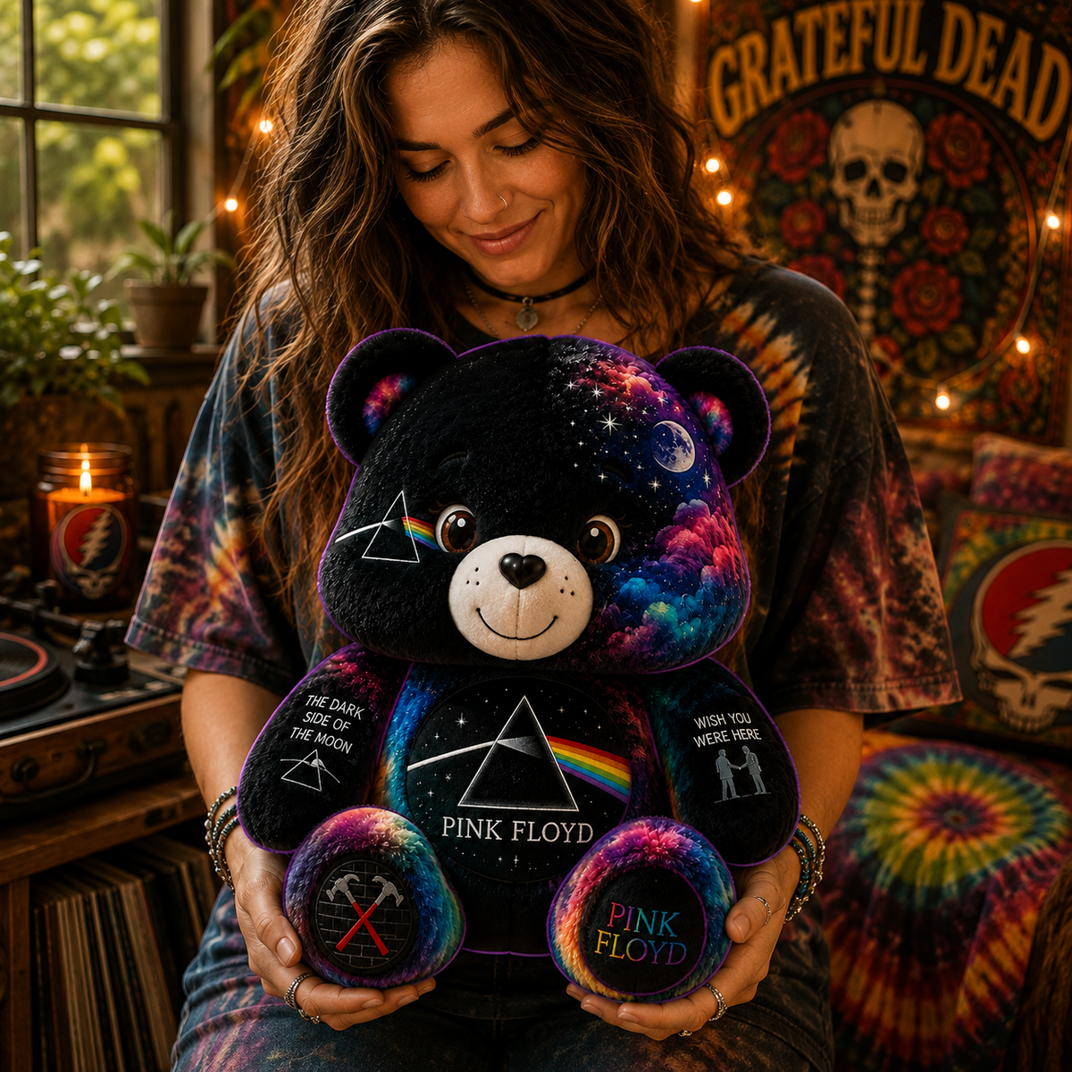 Pink Floyd Bear Custom Shaped Pillow – Gift for Pink Floyd Fans & Classic Rock Lovers