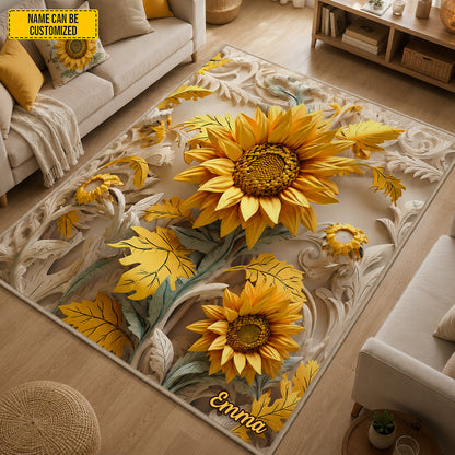 Personalized Sunflower Area Rug