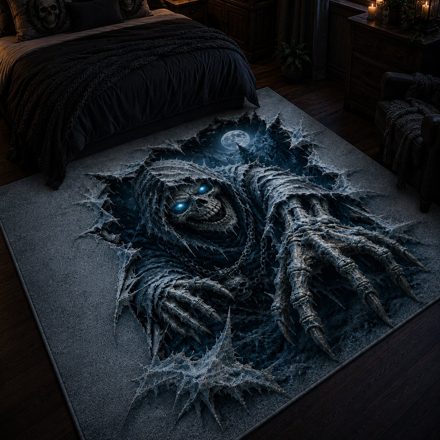 Grim Reaper Skull Halloween Area Rug