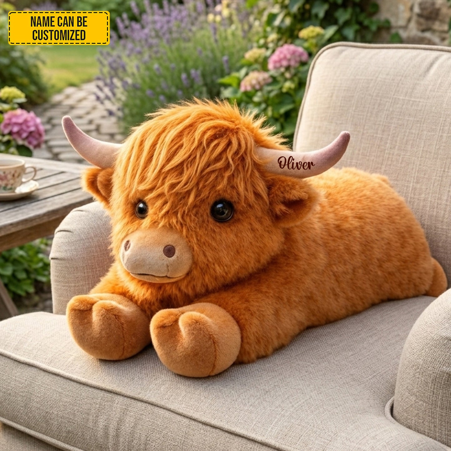 Personalized Cozy Highland Cow Shaped Pillow