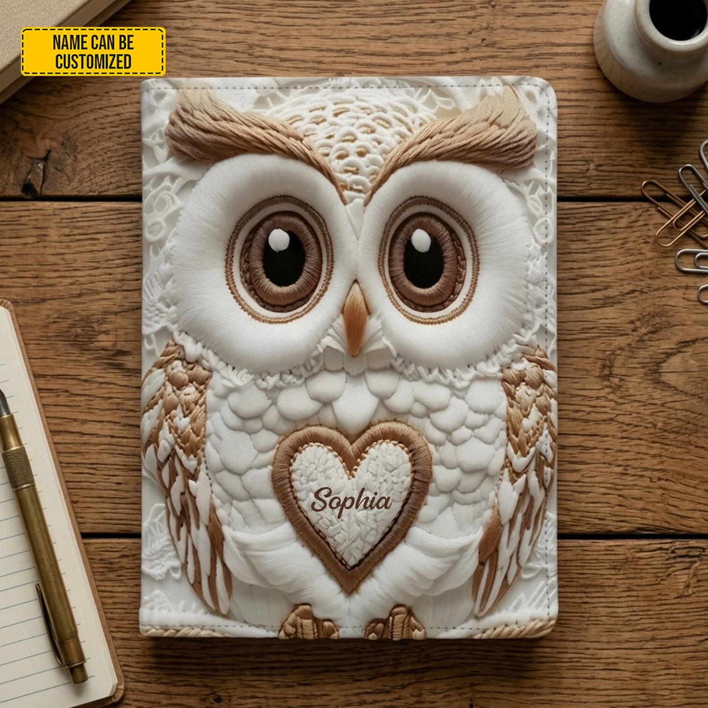 Personalized Beautiful Owl Leather Journal
