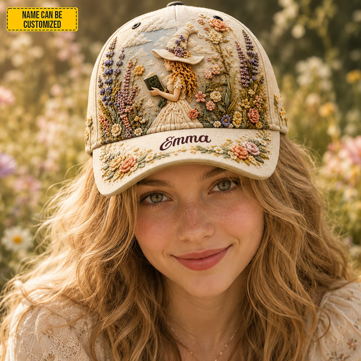 Personalized Floral Enchanted Garden Witch Classic Cap