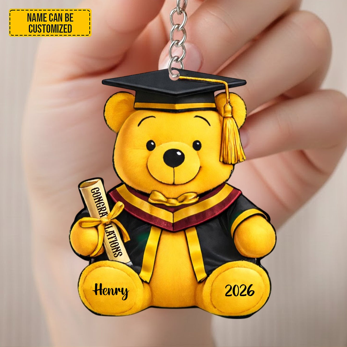 Personalized Graduation Bear Keychain