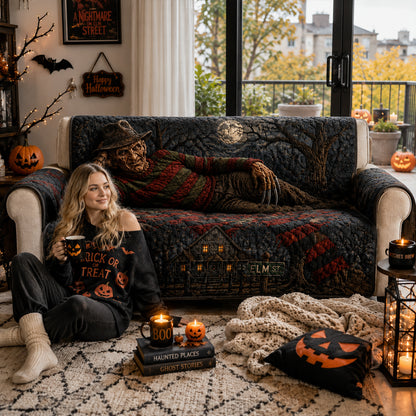 Nightmare on Elm Street Horror Sofa Cover – Halloween Horror Quilted Home Decor