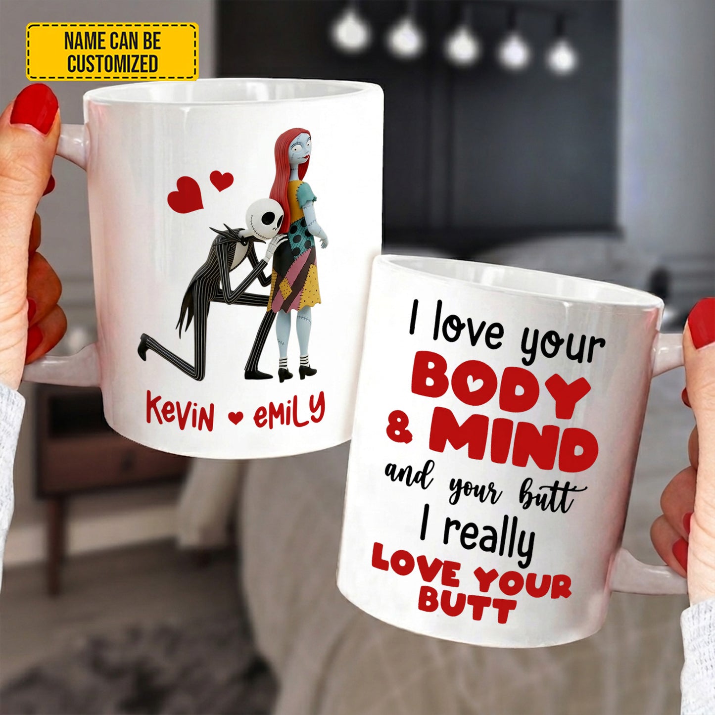 I Love Your Body - Personalized Couple Gothic White Mug