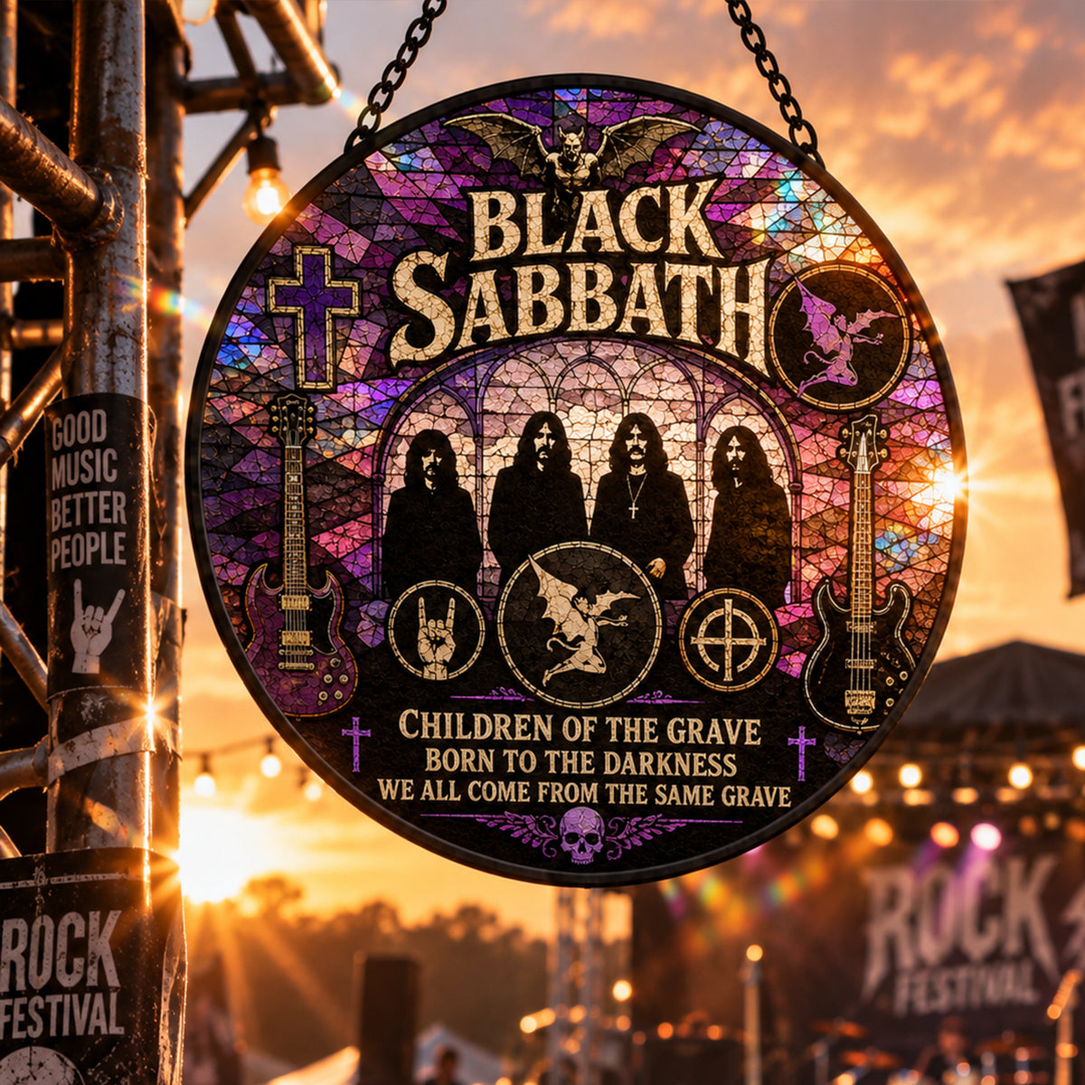 Black Sabbath Heavy Metal Legends Stained Glass Suncatcher