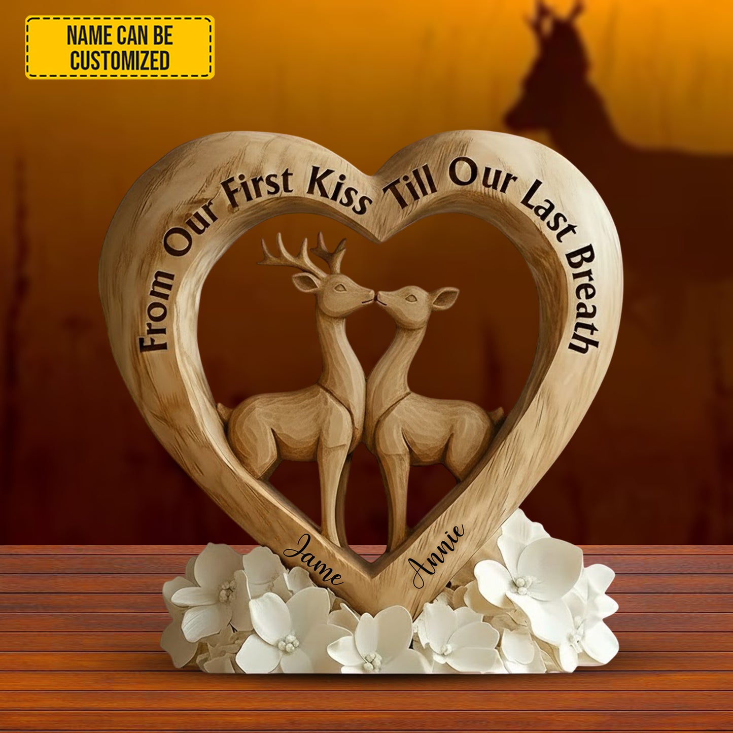 First Kiss to Last Breath – Personalized Deer Couple Acrylic Plaque