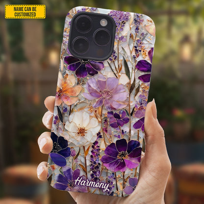 Personalized Floral Stained Glass Phone Case