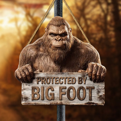 Protected By Bigfoot Wooden Sign