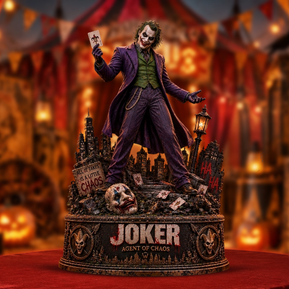 Joker Agent of Chaos Gotham Villain Collectible Wooden Block - Collectible Table Decor