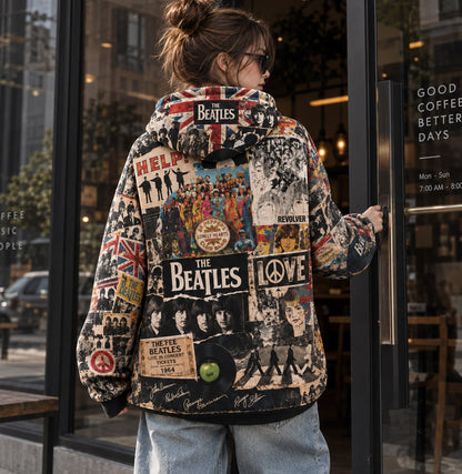 The Beatles Abbey Road Vintage Collage All Over Print Hoodie