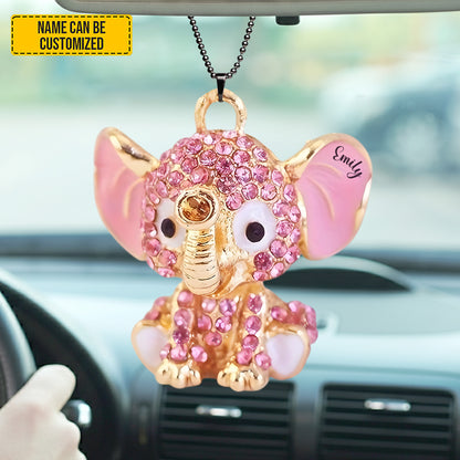 Personalized Crystal Elephant Car Ornament