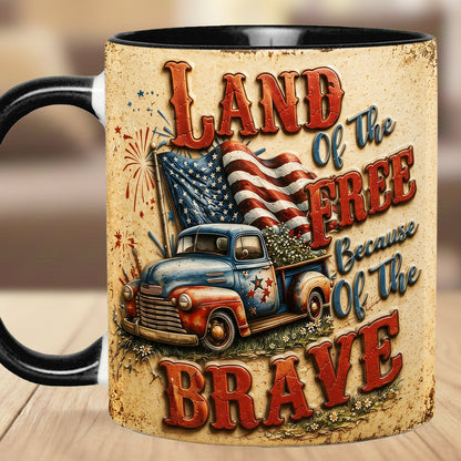 Land Of The Free - Truck Patriotic Accent Mug