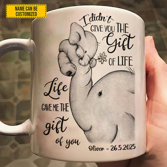 Personalized Elephant Mom & Baby White Mug