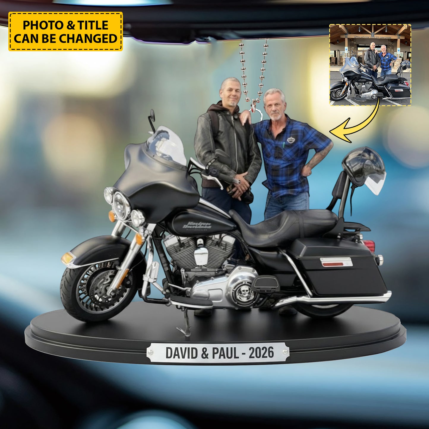 Biker Legacy – Personalized Motorcycle Photo Car Ornament