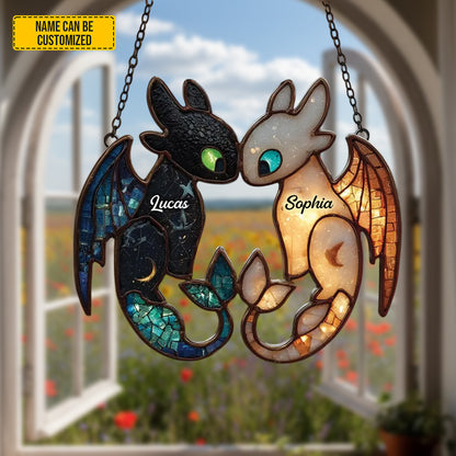 Dragon Couple Acrylic Window - Personalized Couple Acrylic Window