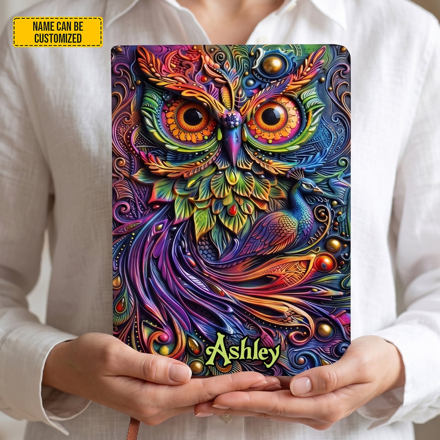 Personalized Colorful Owl Leather Journal