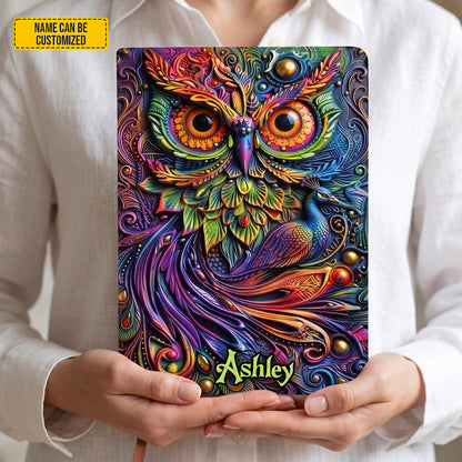 Personalized Colorful Owl Leather Journal