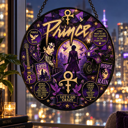 Prince Purple Rain Stained Glass Suncatcher