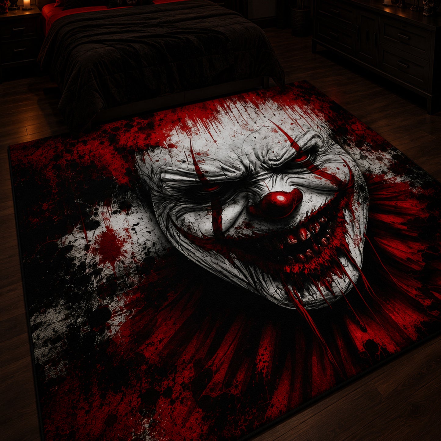 Bloody Evil Clown Halloween Area Rug