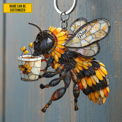 Bee Brings Coffee - Personalized Bee Keychain