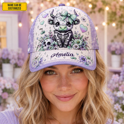 Cute Highland Cow Skeleton – Personalized Halloween Cap