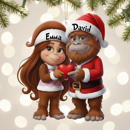 Bigfoot Love at Christmas – Personalized Couple Ornament