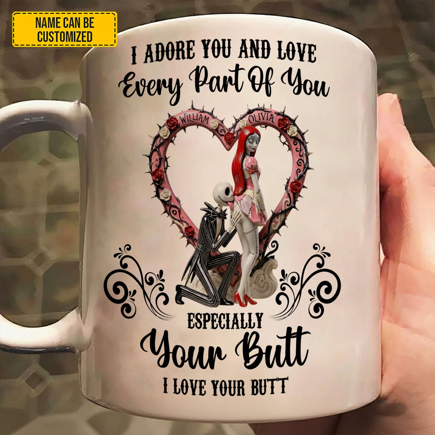 I Love Your Butt - Personalized Couple White Mug