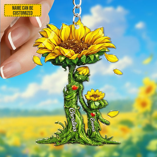 Personalized Sunflower Mom & Daughter Acrylic Keychain