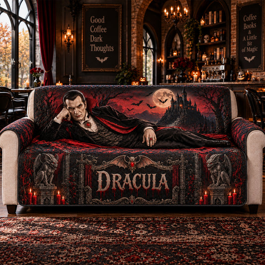 Dracula Vampire Horror Sofa Cover – Halloween Horror Quilted Home Decor