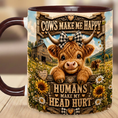 Cows Make Me Happy - Personalized Cow Accent Mug