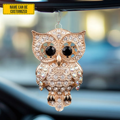 Personalized Crystal Owl Car Hanging Ornament