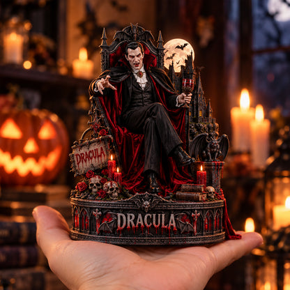 Dracula Gothic Vampire Wooden Block - Collectible Table Decor