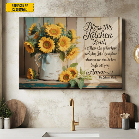 Personalized Sunflower Mom Kitchen Poster Canvas