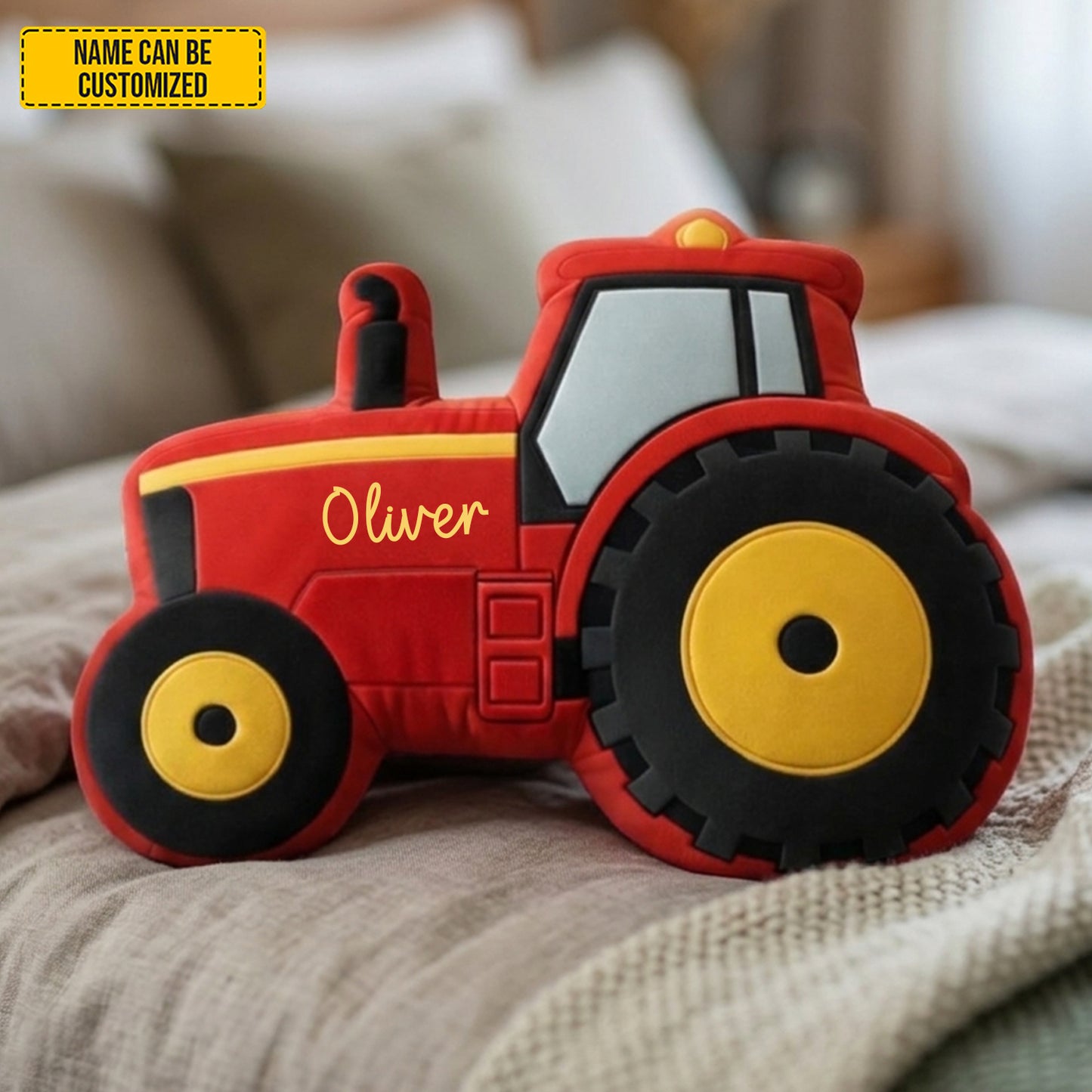 Personalized Cozy Tractor Shaped Pillow
