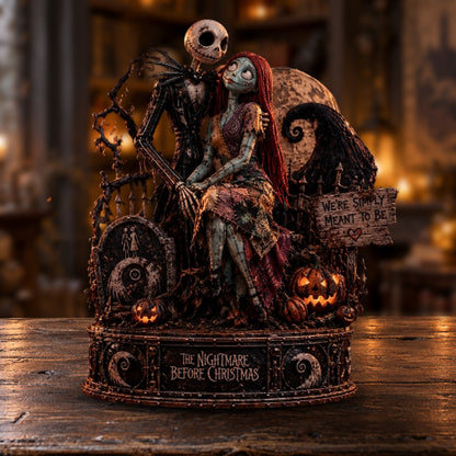 Gothic Skeleton Couple Eternal Love – Collectible Acrylic Halloween Table Decor