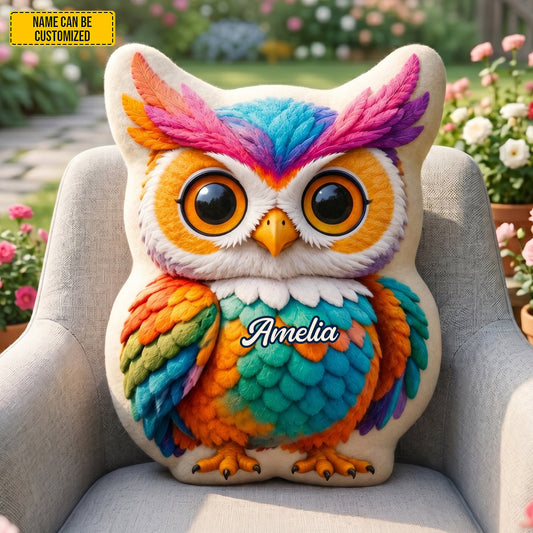 Personalized Cute Colorful Owl Shaped Pillow