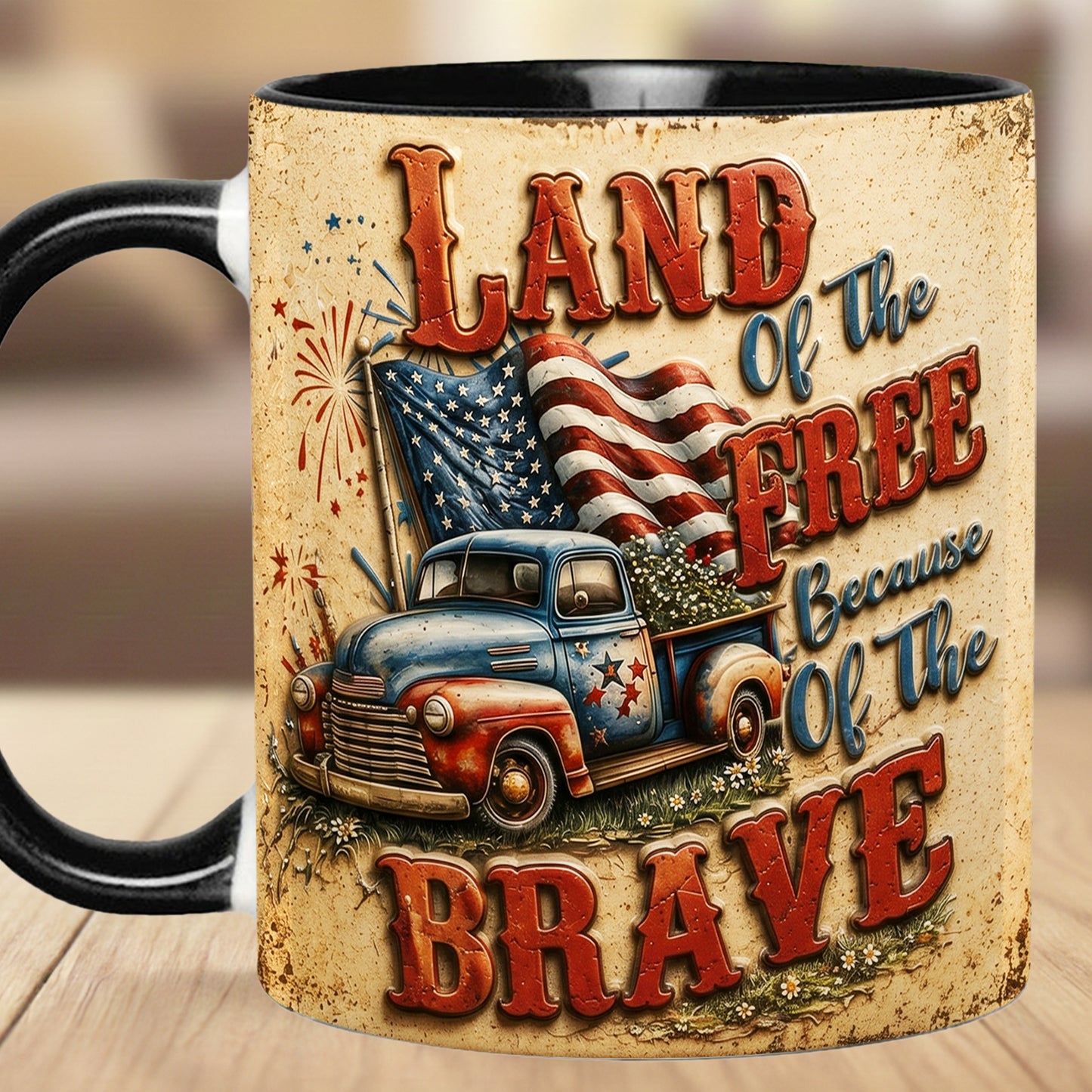 Land Of The Free - Truck Patriotic Accent Mug
