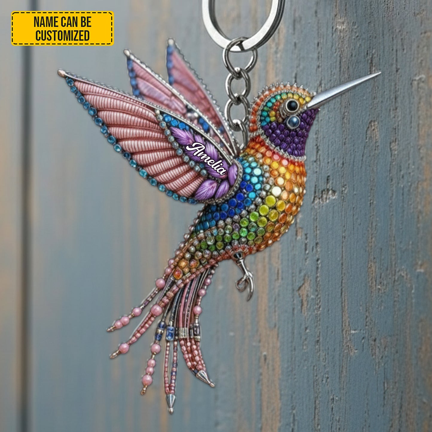 Personalized Hummingbird Keychain
